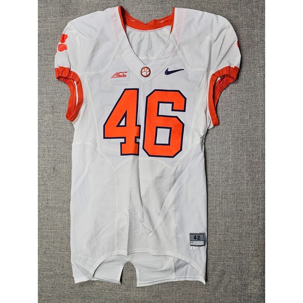 Clemson Tigers Football Jersey Mens 42 L White‎ Game Worn Team Issued Nike #46